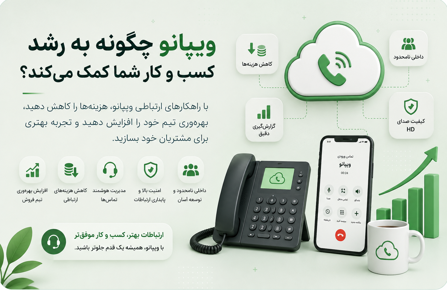 چگونه VoIP به رشد کسب و کار شما کمک می‌کند؟ | مزایا و کاربرد تلفن شرکتی